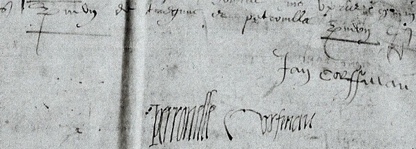 Extrait de l'acte de baptême Corffmau (1589)