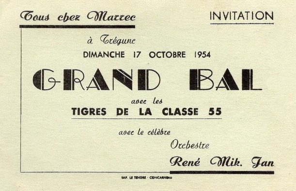 Carte de bal chez Yvon Marrec