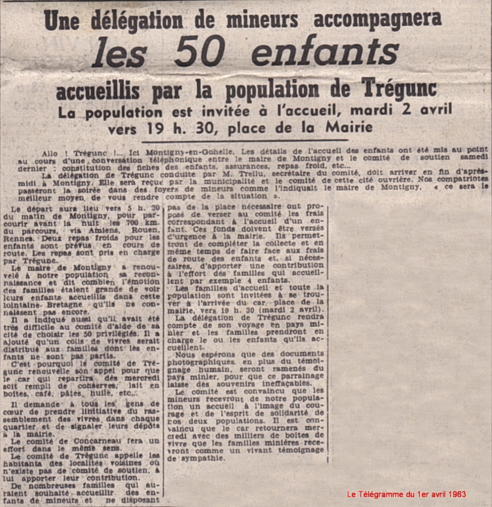 Le Télégramme du 1er avril 1963