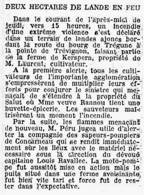 Le Courrier du Finistère du 19 août 1933