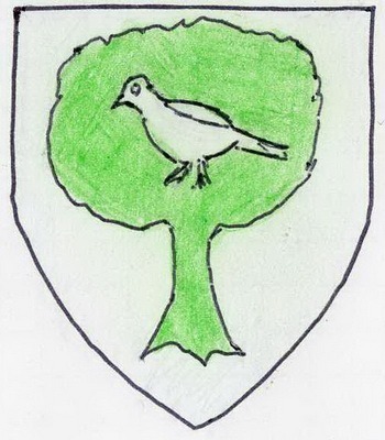 Armes de la seigneurie de Kermadoué : d'argent au laurier de sinople au merle d'argent perché.