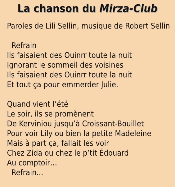 La chanson du Mirza-Club