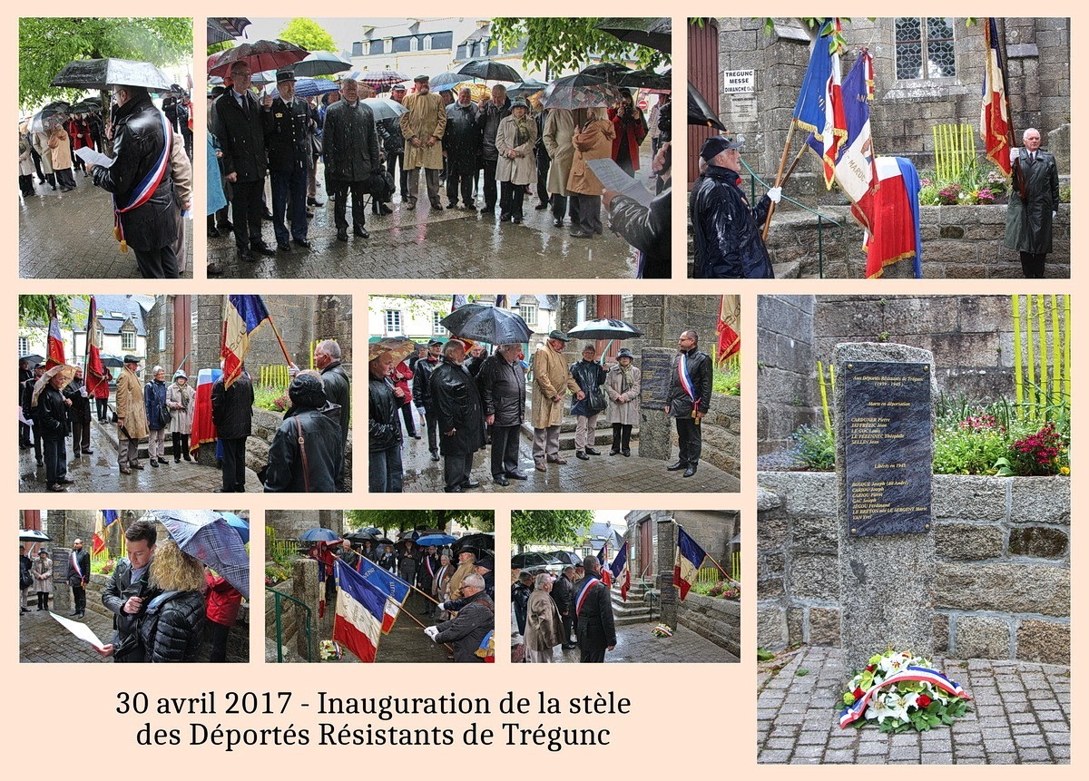 Le 30 avril 2017, inauguration de la stèle des Déportés Résistant de Trégunc