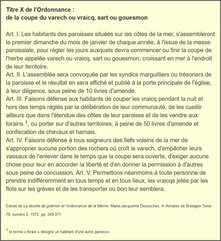 Titre X de l'Ordonnance : de la coupe du varech...