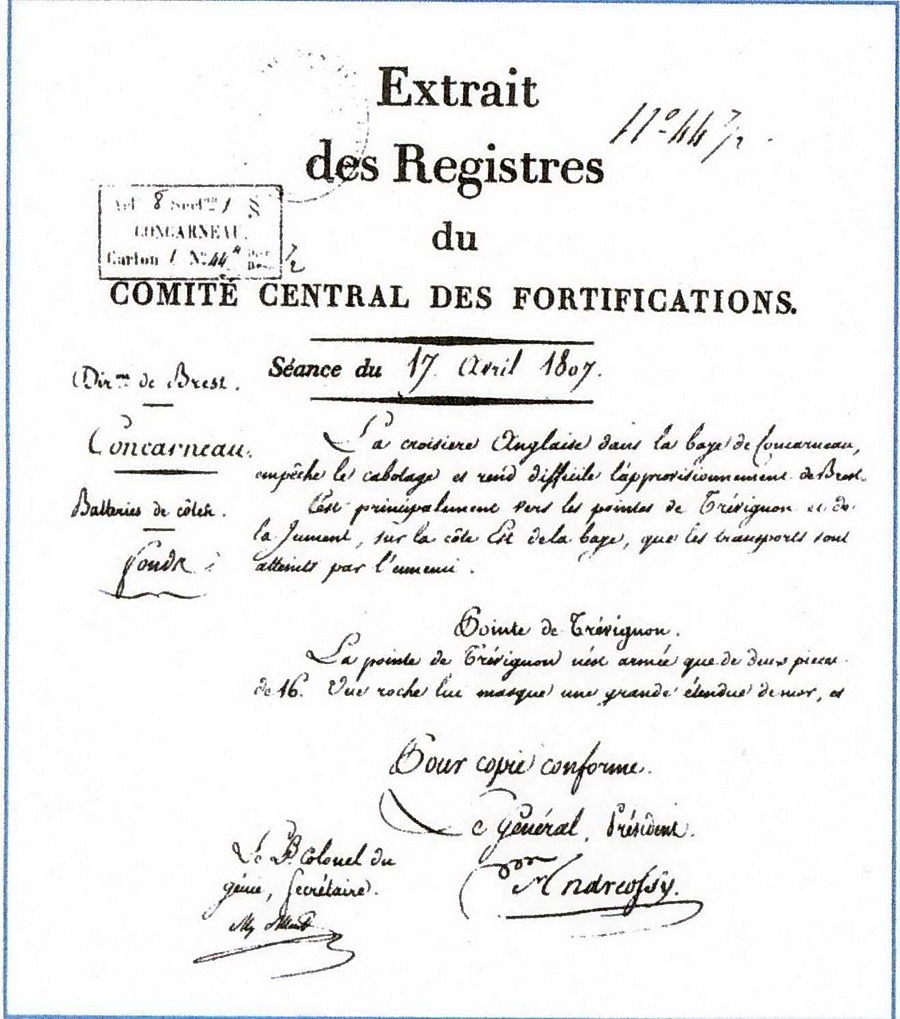 Registre du comité central des fortifications